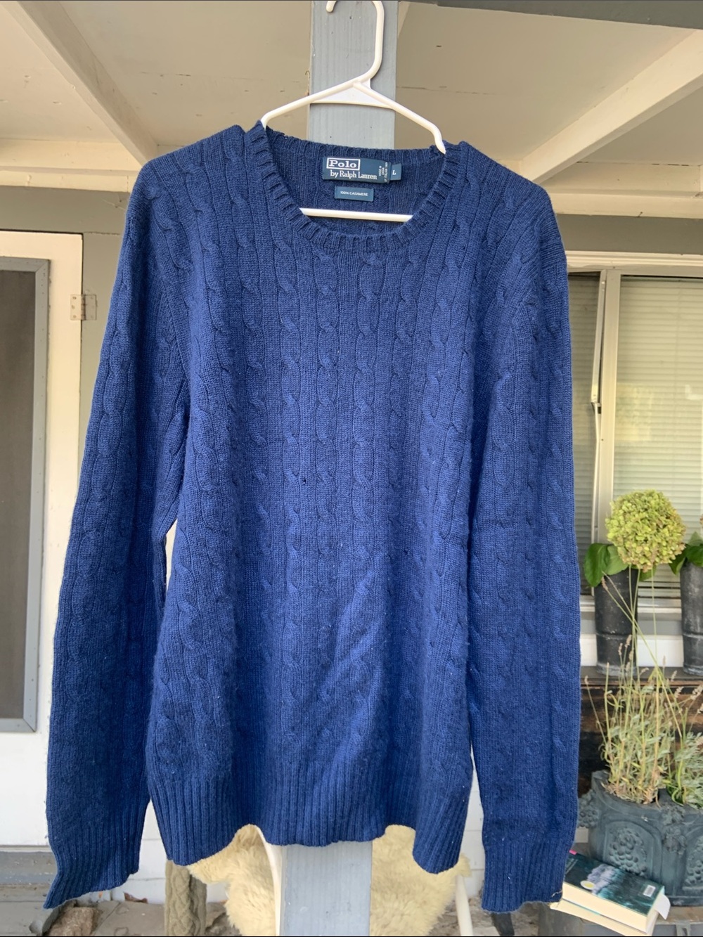 Polo by Ralph Lauren Navy Cable Crewneck Sweater